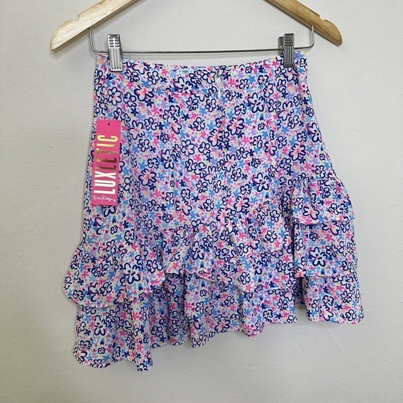 Lilly Pulitzer New Tilly Tiered Ruffle Skirt Multi Fun Sun Repeat Ditsy Skirt 00 - Picture 5 of 12